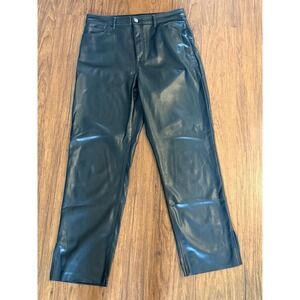 Express Black Faux Leather Straight Leg Pants Womens 12R High Rise Faux Leather